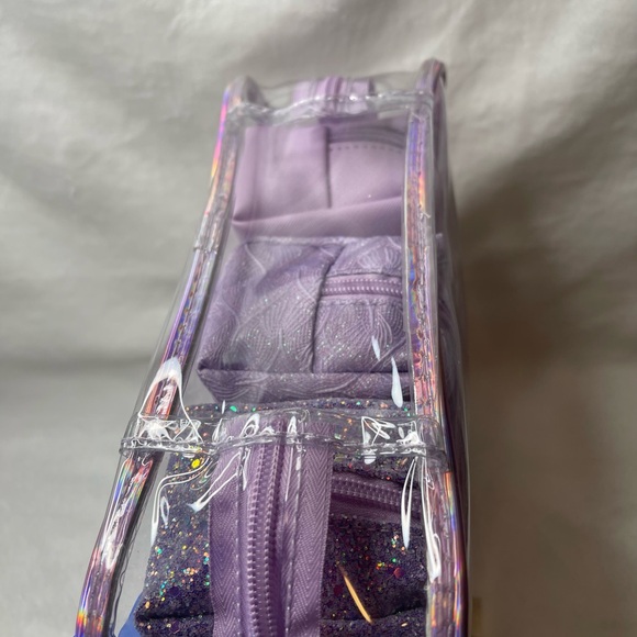 Imoshionusa iridescent purple clear travel case with 3 separate make up bags - Picture 4 of 6